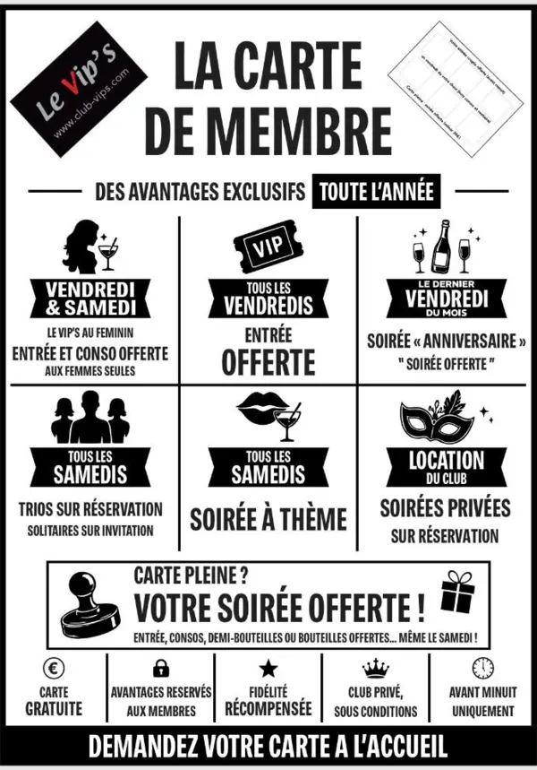Carte de membre du VIP’S