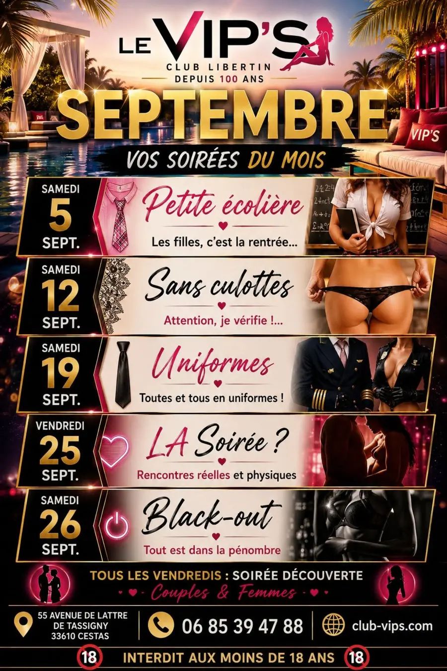 Soirées à thème pour couples au VIP’S